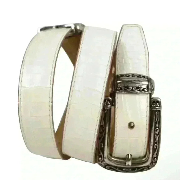 Brighton vintage Reversible Leather Belt BEIGE WHITE LEATHER B2701 - Picture 4 of 8